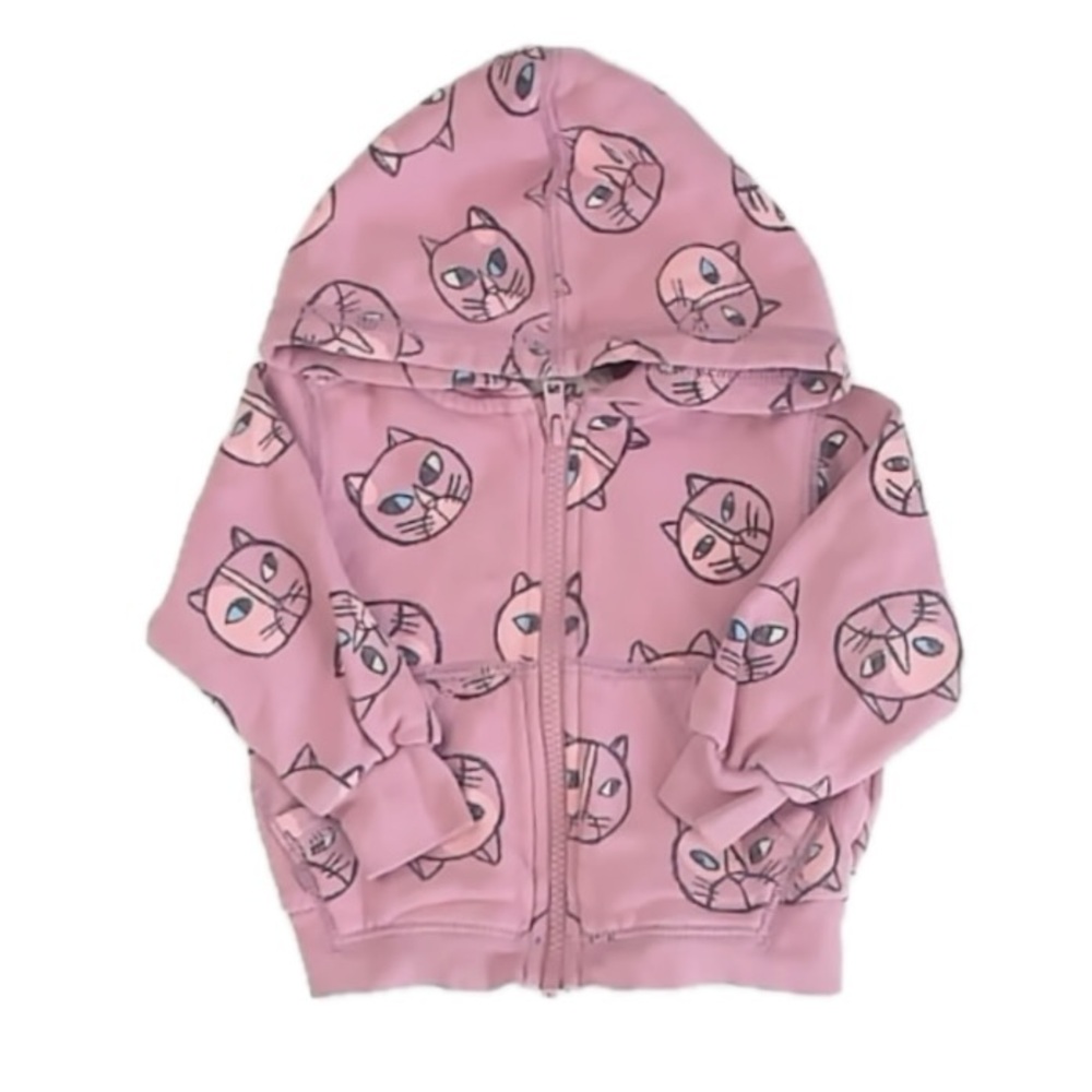 Tea Collection Girls Pink Cats Hoodie size: 6-9 Months